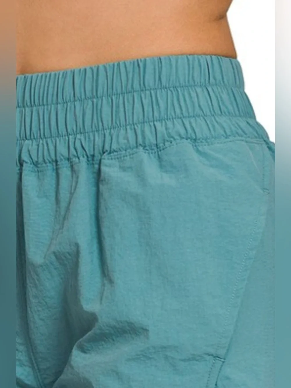 Zenana Windbreaker Smocked Waistband Running Shorts - Picture 3 of 3